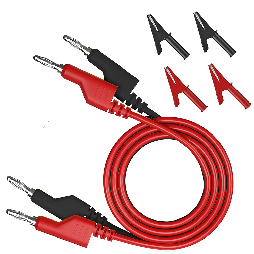 Crocodile Clip Set - 6-delige stapelbare bananen-naar-banaan-testkabelset met 4 veerclippen