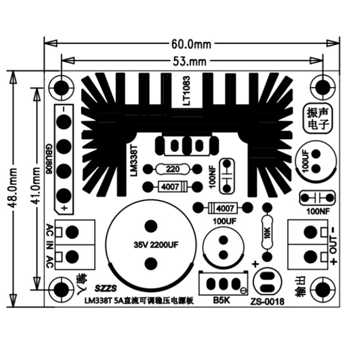 Diy Electronics Filament - A41T 2X Verstelbare Lineaire Gereglementeerde Voedingskaart