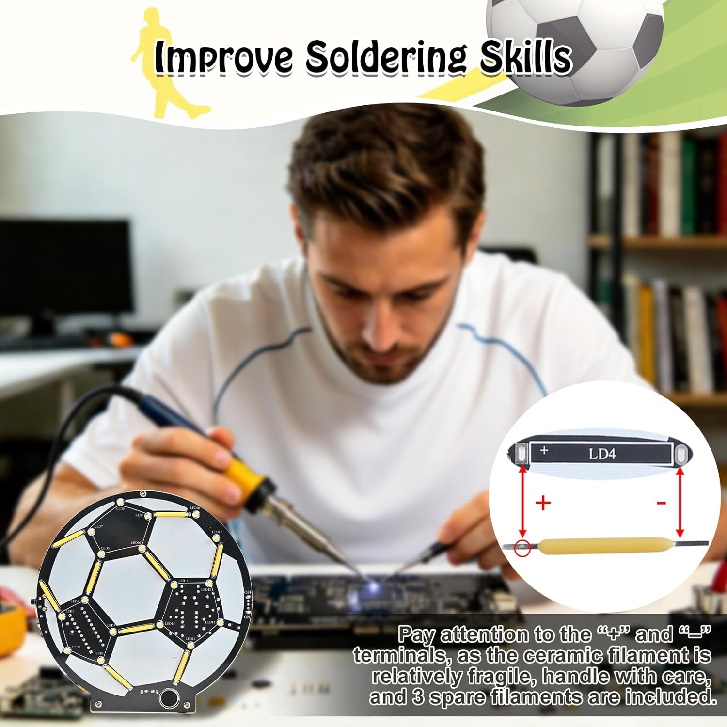 DIY Voetbal LED Soldeerkit Gel - Diy Electronics Filament recensie en prijs